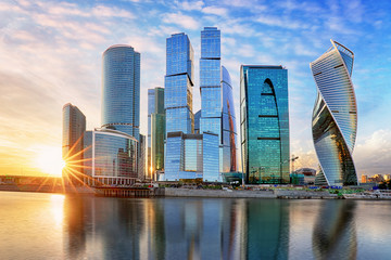 Modern skyscrapers business center Moscow - City in Russia