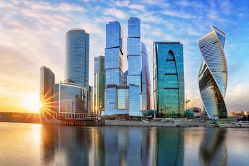 Tuinposter Modern skyscrapers business center Moscow - City in Russia © TTstudio