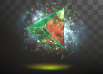 3d vector crystal on a transparent replaceable background. energy and magic.
