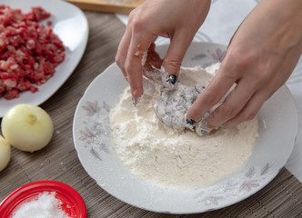 Minced meatballs in the kitchen