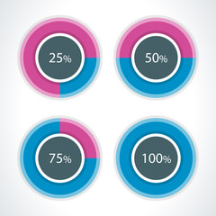 Round diagrams and percent vector design elements for infographics business presentation