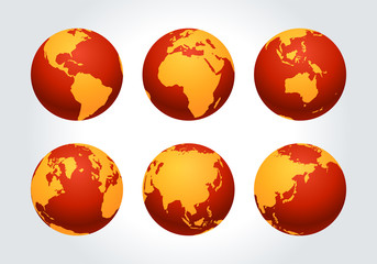 Obraz na płótnie Canvas 3d globe earth icons set vector design elements isolated on white background for business infographics design