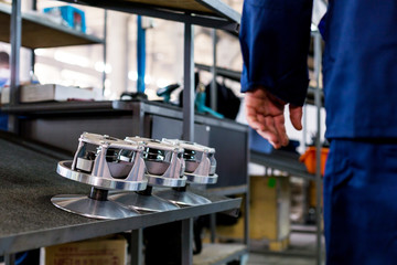 assembly of motorcycle vehicles in the workshop