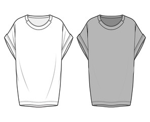 Naklejka premium DRESS fashion flat sketch template