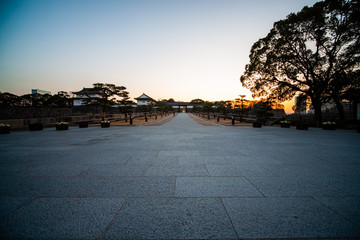 早朝で無人の大阪城公園