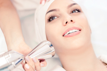 Cosmetology. Laser rejuvenation procedure. Close-up.
