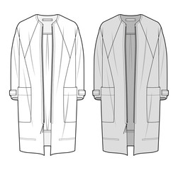Outer Jacke fashion flat sketch template
