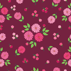 Floral seamless pattern with hand drawn summer flowers for textile, wallpapers, gift wrap and scrapbook. Vector illustration.