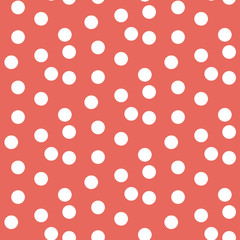 Red pastel color background scattered dots seamless pattern