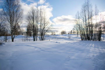 field in winter Sunny day