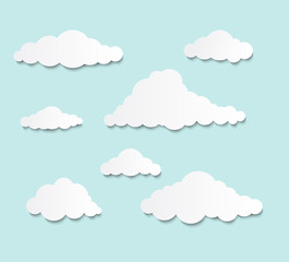 Paper clouds. Cartoon paper background, illustration for design. Template for wedding, banner, poster, advertisement. Vector