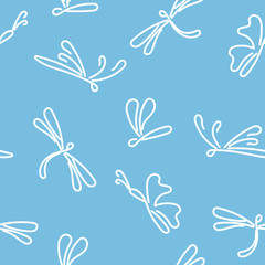 Butterflies . Monochromatic graphical outline. Seamless pattern. Vector