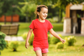 Little girl going to school.