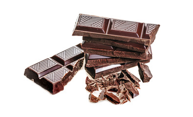 Broken bar chunks of dark chocolate