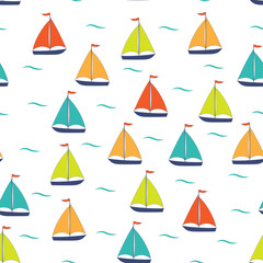 marine seamless pattern cartoon boats