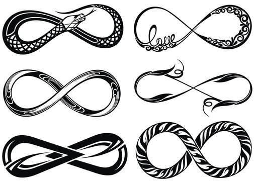 Infinity loop logo icons. Vector unlimited infinity, endless line shape sign