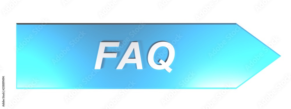 Poster faq on blue arrow - 3d rendering