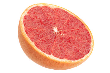 Grapefruit closeup on white