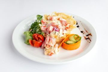 veggie salad on white background