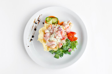 veggie salad on white background