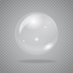 Fototapeta na wymiar Single Big transparent soap bubble isolated on background. High detailed vector illustration.