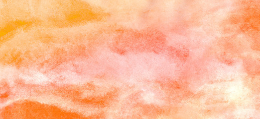 Grunge ink effect bright yellow and orange color shades watercolor background. Vivid aquarelle...