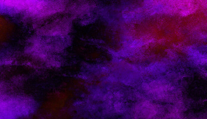 Deep dark violet neon lights watercolor background. Paper textured aquarelle canvas for creative design with scratches. Abstract cosmic purple ink texture water color paint illustration