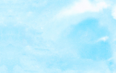 Creative wet ink effect turquoise color watercolor background. Light sky blue shades frame illustration. Grunge aquarelle painted paper textured canvas for vintage design, invitation card, template