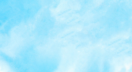 Creative wet ink effect turquoise color watercolor background. Light sky blue shades frame illustration. Grunge aquarelle painted paper textured canvas for vintage design, invitation card, template