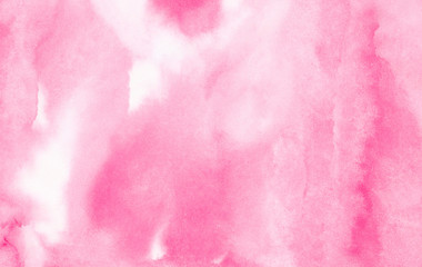 Bright romantic aquarelle painted subtle pink watercolor canvas for design, invitation card, vintage template. Ink effect light magenta color shades gradient illustration on textured paper background