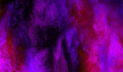 Deep dark violet neon lights watercolor background. Paper textured aquarelle canvas for creative design with scratches. Abstract cosmic purple ink texture water color paint illustration