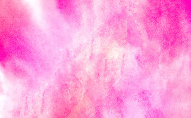 Bright romantic aquarelle painted subtle pink watercolor canvas for design, invitation card, vintage template. Ink effect light magenta color shades gradient illustration on textured paper background