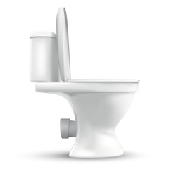 3d vector white toilet with cistern. ready element for the design of advertising plumbing