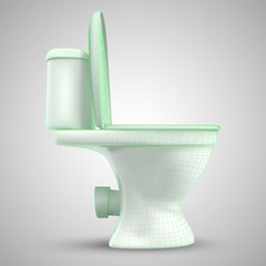 3d vector white toilet with cistern. ready element for the design of advertising plumbing