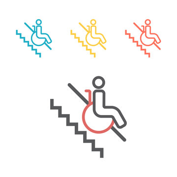 Disabled lift line icon. Vector sign for web graphics.
