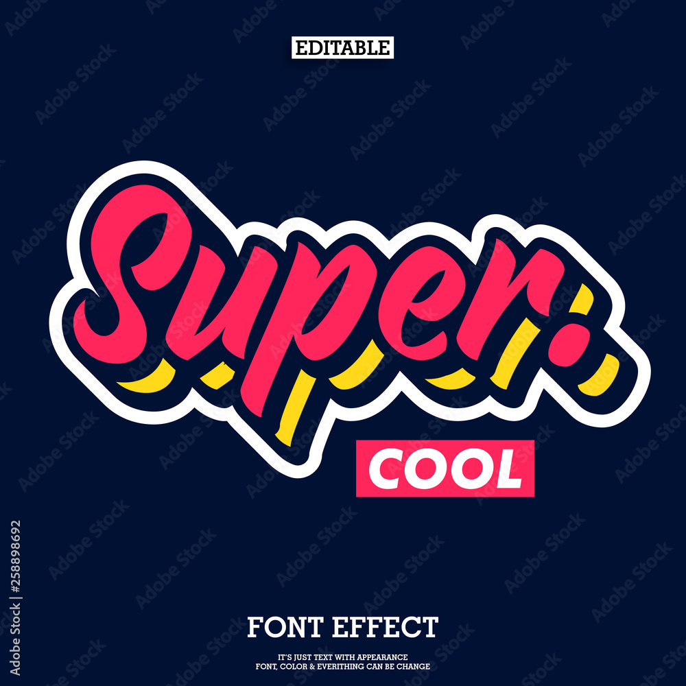 Poster super cool font with simple layer style, modern brush script font for logotype and headline design, 
