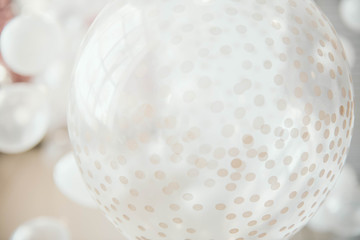 White balloons. Children party background. Holiday spirit. Circles. 