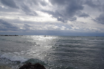 Fototapeta na wymiar Sea in Paphos before a thunderstorm
