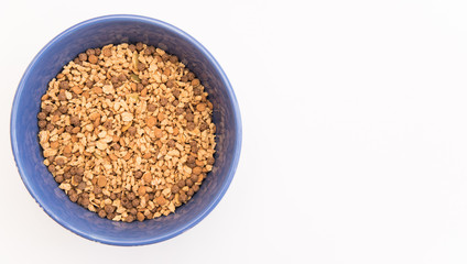 muesli with grains and cereals and seeds healthy breakfast on a white background