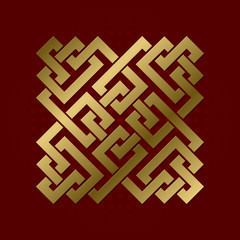 Sacred geometric symbol of square plexus. Golden mandala logo.
