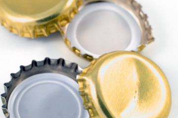 close up of a bottle metal cap on white background