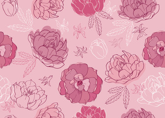 Seamless pattern with hand drawn spring flowers for textile, wallpapers, gift wrap and scrapbook. Vector illustration.