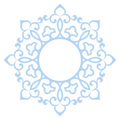 Decorative frame Elegant vector element for design in Eastern style, place for text. Floral blue border. Lace illustration for invitations and greeting cards