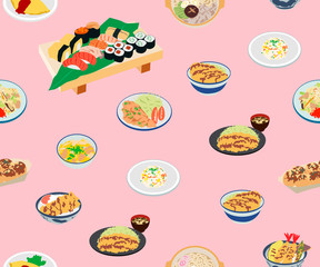 Japanese Cute Food Seamless Pattern
