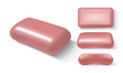 red soap from different sides on a white background
