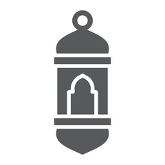 Arabic lantern glyph icon, light and muslim, lamp sign, vector graphics, a solid pattern on a white background.