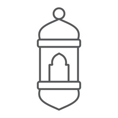 Arabic lantern thin line icon, light and muslim, lamp sign, vector graphics, a linear pattern on a white background.