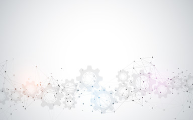 Global network connection. Abstract geometric background with connecting dots and lines. Digital technology and communication concept.