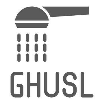 Ghusl glyph icon, hygienic and islam, arabic shower sign, vector graphics, a solid pattern on a white background.