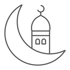 Islamic ramadan thin line icon, arabic and islam, ramadam kareem sign, vector graphics, a linear pattern on a white background.